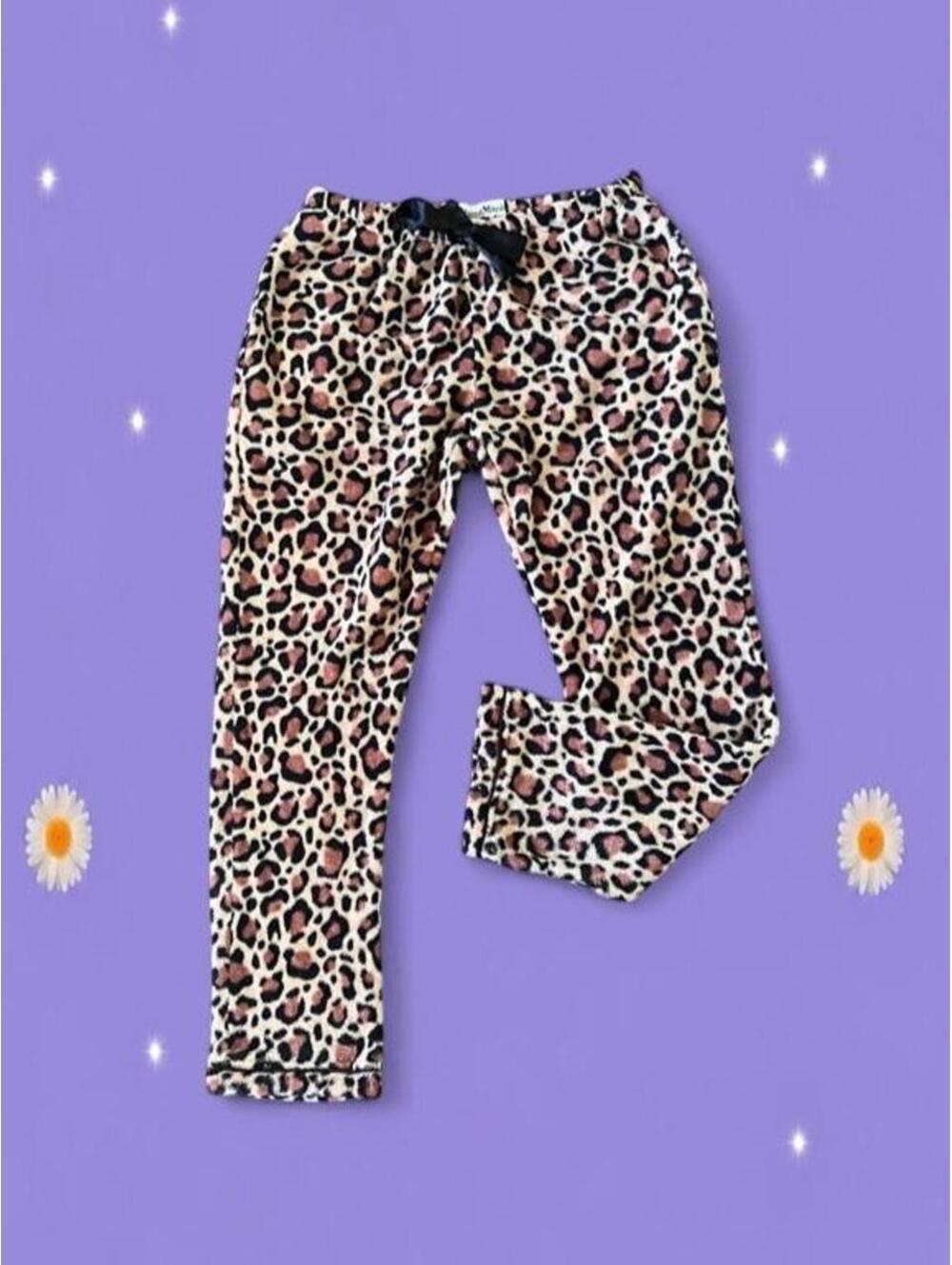 Vintage Y2K McBling Pajama Mania Leopard Fuzzy Pants size medium